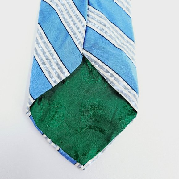 Tommy Hilfiger Tie Blue White Stripe 100% Silk USA Made Classic Work Gift Preppy - Picture 8 of 11